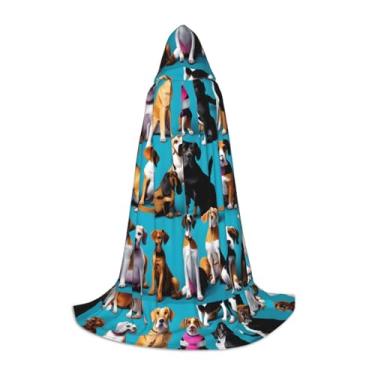 Imagem de SKKNT Manto com capuz com estampa de muitos padrões de beagle, unissex, variedade, robe de bruxo, cosplay de Halloween e gótico de carnaval, Preto, Large
