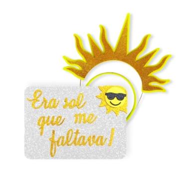 Imagem de Kit 01 Tiara Sol + Plaquinha Fantasia Bloquinho Carnaval (Sol Mod 02)
