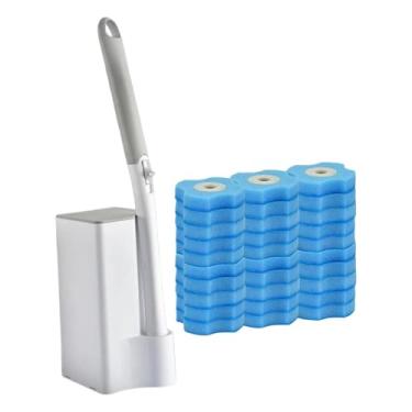 Imagem de Baoblaze Escova de vaso sanitário descartável com suporte, ideal para limpeza doméstica profissional e fácil de usar. Manutenção do banheiro.