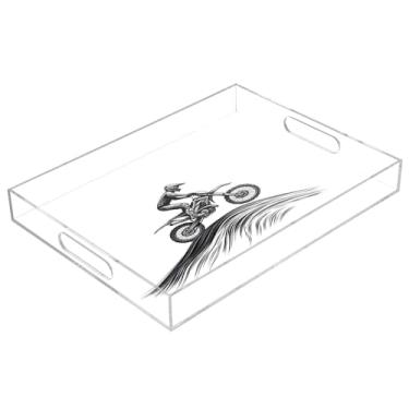 Imagem de STAYTOP Bandeja de servir de acrílico para motociclista, 15,7 x 11,20 cm, bandejas decorativas à prova de derramamento, organizador de bancada para café da manhã, chá, comida, maquiagem