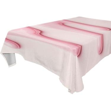 Imagem de Burbuja Toalha de mesa cremosa rosa, toalha de mesa retangular, anti-rugas, grossa para decoração de jantar, cozinha, festa, 152 x 228 cm