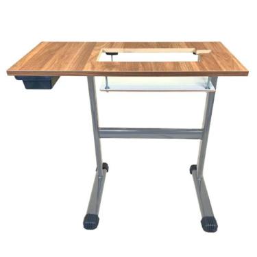 Imagem de Mesa Slim Castanho Com Pé Prata Para Singer M3405 - Star Costura