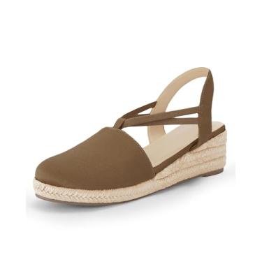 Imagem de Coutgo Sandália feminina plataforma de alpargata, com tira fechada, sem fechar, com tira, Café, 37