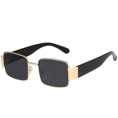 Imagem de Óculos de Sol Pequenos Femininos em Metal com Cores Candy, Estilo Punk Masculino, Proteção UV400, para Esportes ao Ar Livre, Corrida e Ciclismo, Dourado e Cinza