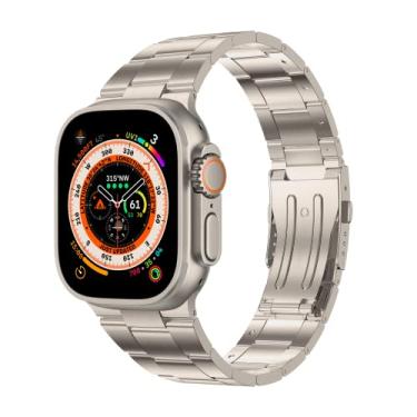 Imagem de Wolait Compatível com pulseira de titânio Apple Watch Ultra 2 de 49 mm, 45 mm, 44 mm e 42 mm, pulseiras para iWatch Ultra SE séries 9/8/7/6/5/4/3 para mulheres e homens, prata