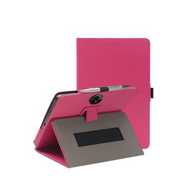 Imagem de Capa para tablet Android TCL NXTPAPER 11 geração 2 de 28 cm, capa dobrável de couro sintético FJIASTB com suporte para caneta e alça de pulso, portátil para viagens de negócios (rosa vermelha)