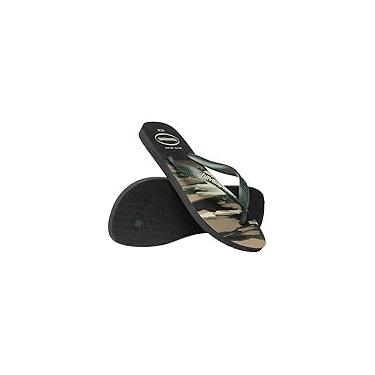 Imagem de Havaianas Top Camu Chinelo Masculino, Estampa Camuflada, Resistente à Água, Estilo Militar Streetwear (Preto/Verde Olive, BR, Adulto, Numérico, 43)