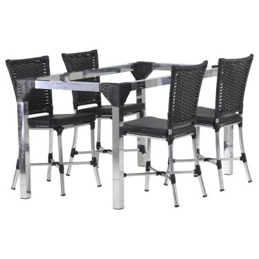 Imagem de Kit 4 Cadeiras Angra E Mesa De 80cm Haiti Jardim Em Alumínio Preto