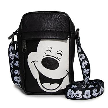 Imagem de Bolsa Disney com fivela, transversal, Mickey Mouse sorrindo, couro vegano, Mickey Mouse, 8.0" x 5.5"