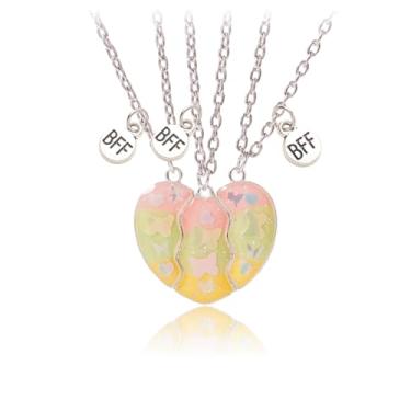Imagem de LittleFathand Colar de amizade combinando com 3 peças, melhores amigas, para mulheres, homens, quebra-cabeça, coração, pingente de coração, joias de amizade, presente, Zinco, Sem Pedra Preciosa