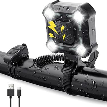 Imagem de Luz dianteira para bicicleta com buzina alta farol brilhante recarregável 5 modos de ciclismo adultos noturno em estrada