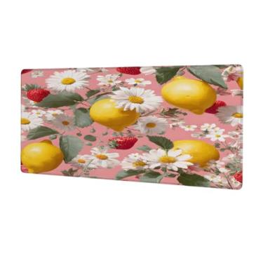 Imagem de Tapete de mouse grande Vpink limão fruta impermeável computador estendido tapete protetor de mesa tapete antiderrapante base de borracha para escritório, computador, teclado, laptop e mesa de casa
