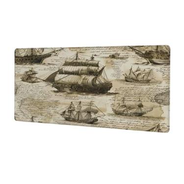 Imagem de Tapete de mouse retrô grande de jornal à prova d'água para computador estendido tapete protetor de mesa antiderrapante base de borracha para escritório, computador, teclado, laptop e mesa de casa