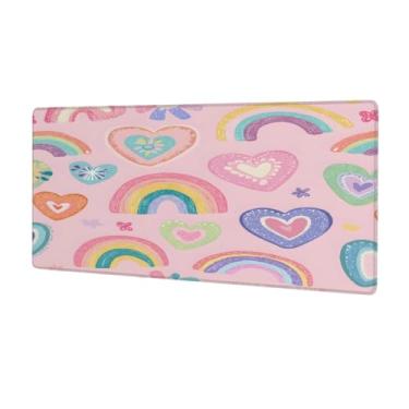 Imagem de Tapete de mouse grande com desenho animado arco-íris à prova d'água para computador estendido tapete protetor de mesa antiderrapante base de borracha para escritório, computador, teclado, laptop e