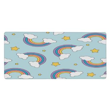 Imagem de hongjinglin Tapete de mouse grande com estampa de arco-íris bonito à prova d'água para computador estendido tapete protetor de mesa antiderrapante base de borracha para escritório, computador, teclado