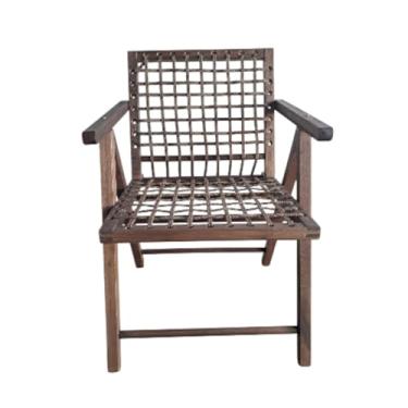 Imagem de Cadeira de Madeira com Braços e Assento em Corda Náutica – Acabamento a Óleo Nogueira