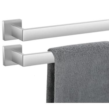 Imagem de Barra de toalha, pacote com 2 para banheiro, suporte de toalha de níquel escovado de 91 cm, 12/16/20/24/28/32/36 polegadas, aço inoxidável, SUS304, à prova de ferrugem, moderno quadrado (2, níquel