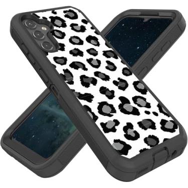 Imagem de FGDRFGRW Projetada para Galaxy S25 FE de 6,7 polegadas, resistente, resistente e durável, capa protetora de camada dupla híbrida à prova de choque, estampa de leopardo preto e branco