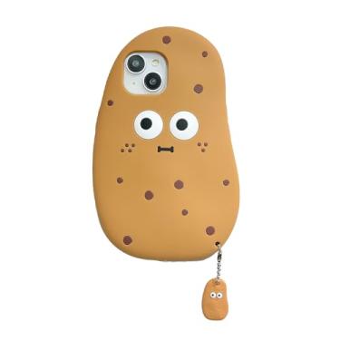 Imagem de YAKVOOK Capa de urso para iPhone 11, capas de telefone kawaii, 3D, desenho animado, batata, com chaveiro, divertido, fofo, capa protetora de borracha macia à prova de choque para mulheres e meninas