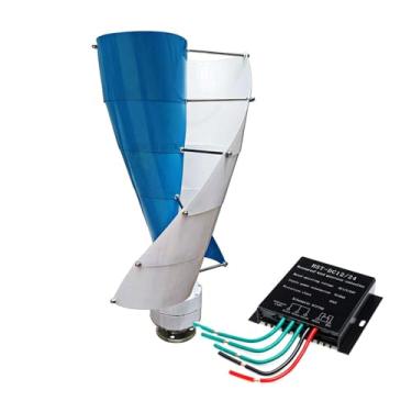 Imagem de 48v,HENGJINGTR Kit de geradores de turbinas eólicas espirais de 220V-12V 10 lâminas, gerador de turbinas eólicas de levitação magnética de 1200W sem ruído vertical para sistemas eólicos e solares