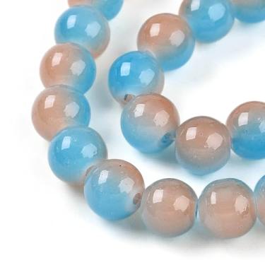 Imagem de 100 peças de contas de vidro para fazer joias, contas redondas de vidro de cristal de 8 mm, azul celeste, espaçador, contas para bricolage, brincos, colar, pulseira, suprimentos de joias