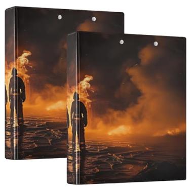 Imagem de Sea of Fire Pranchetas pequenas com armazenamento 3 anéis organizador de fichário 27 cm x 31,5 cm material escolar estético