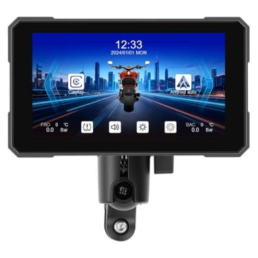 Imagem de Tela CarPlay para motocicleta, portátil, sem fio, Carplay, Android Auto de 5 polegadas