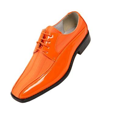 Imagem de Viotti 179 – Sapatos masculinos – Sapatos Oxford para homens – Sapatos casuais masculinos, sapatos de casamento listrados de cetim, smoking patenteado – sapatos sociais para homens; cor, Laranja, 12