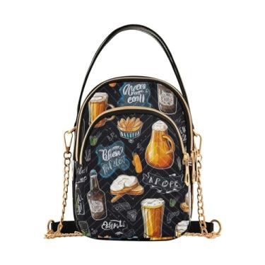 Imagem de Bolsa de ombro feminina preta com luzes de Natal, bolsa tiracolo pequena, bolsas transversais elegantes para viagens, Cerveja-2, One Size