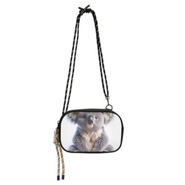 Imagem de TSENQUE Bolsa feminina pequena a tiracolo com urso coala, carteira de telefone com animais fofos, mini bolsa de ombro pequena para viagem