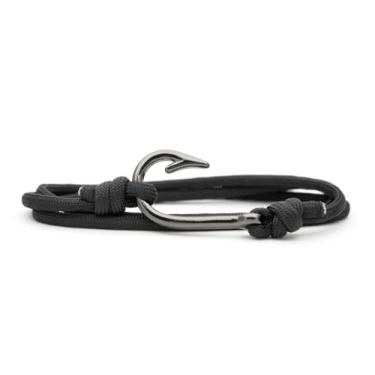 Imagem de CRAFTMEMORE Pulseira com pingente de anzol - Feita com paracorde militar 550, pulseira ajustável e tornozeleira, adjustable, Nylon, liga de zinco.