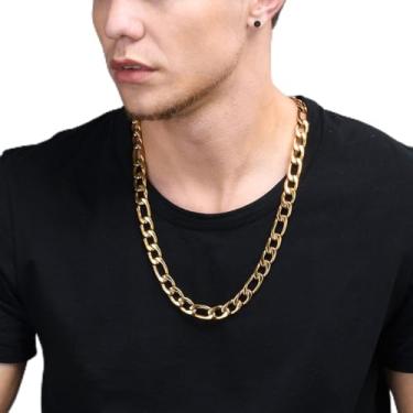 Imagem de Colar masculino Fígaro/Rolo/Marinheiro/elos cubanos, colar grosso, corrente feminina, joia de 35 a 71 cm, 28inch, Aço inoxidável, Sem Pedra Preciosa
