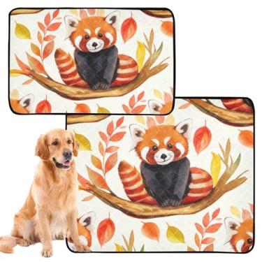 Imagem de Cute Pandas Tapete Bege Animal Pet Cat Pee Pad Reutilizável Lavável Cachorro Tapete Impermeável Antiderrapante Absorvente Almofadas de Treinamento de Cachorros, Pequeno x Pacote com 3