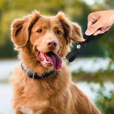 Imagem de Coleira de cachorro curta forte, coleira mãos livres com alça de trânsito para controle de cães pequenos, médios e grandes, guia de trânsito firme para caminhadas diárias ao ar livre e treinamento