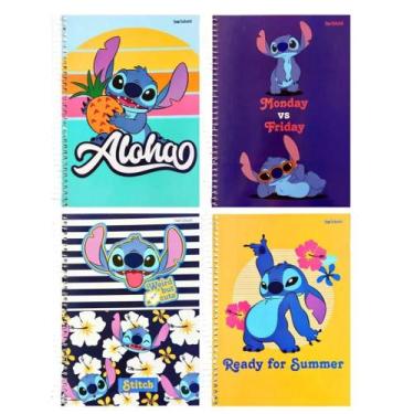 Imagem de Kit c/4 caderno espiral univ. stitch c/ 80 folhas -jandaia
