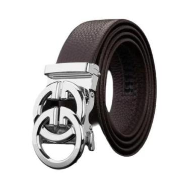 Imagem de Cinto De Couro Luxuoso Masculino Com Fivela Dupla G De Alta Qualidade 