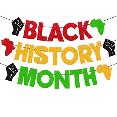 Imagem de Banner do mês da história negra decoração de festa do mês da história negra afro-americana material de festa de feriado decoração de festa de celebração com glitter