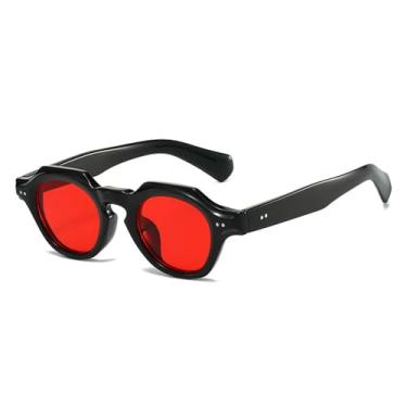 Imagem de Óculos de Sol UV400 - Armação Pequena Estilo Punk com Rebites, Vermelho e Azul, para Homens e Mulheres, Esportes ao Ar Livre, Corrida e Ciclismo, Preto e Vermelho
