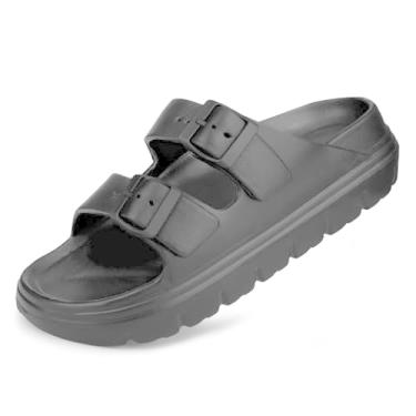 Imagem de scecocrs Sandálias femininas plataforma com suporte de arco, fivelas ajustáveis em EVA grossas para mulheres, sandália de verão leve e confortável para praia, caminhada, sandálias de plataforma para