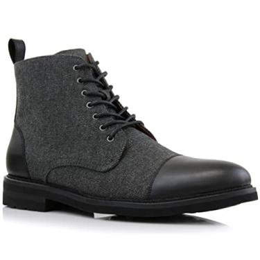 Imagem de Polar Fox Brooke MPX806061 Botas Chukka modernas de lã e couro cinza com fecho de zíper, Preto e lã, 44