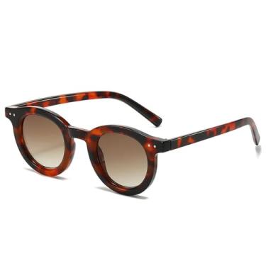 Imagem de Óculos de Sol UV400 - Cor Jelly, Oval, Transparente, Degradê, Rebites, Estilo Punk, para Homens e Mulheres, Esportes ao Ar Livre, Corrida, Ciclismo, Estampa de Leopardo