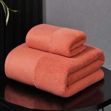 Imagem de Toalhas de banho de algodão premium de luxo, conjunto de toalhas macias absorventes extragrossas, pacote multicolorido para banheiro, spa, praia (laranja)