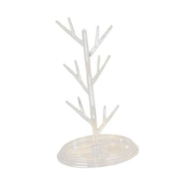 Imagem de predolo Expositor de joias com organizador para colares e brincos, bandeja e suporte para pulseiras, ideal para mesas, cômodas lojas de varejo, Claro