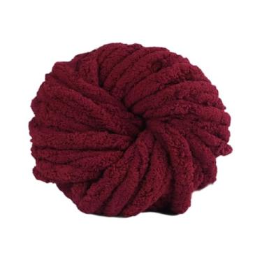 Imagem de Esquirla Fio de chenille grosso para tricô, fio jumbo para suéteres e tapeçaria, Vermelho Escuro