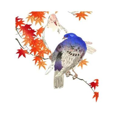 Imagem de Pintura Em Tela Vintage De Peixe Dourado, Lótus, Coruja E Grulla, Arte