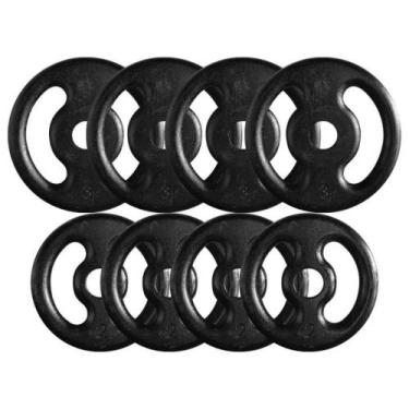 Imagem de Combo com 8 Anilhas de Ferro Fundido - 20 Kg - BOX INGÁ