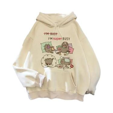 Imagem de Moletom Feminino Oversized Com Capuz De Gato Cartoon Estilo Coreano Ha