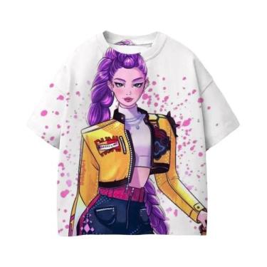 Imagem de Camiseta Kpop Purple Demon Hunters Para Meninas E Meninos, Manga Curta