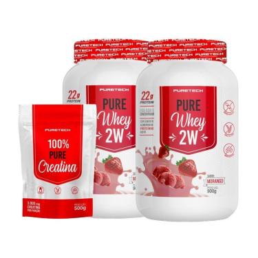 Imagem de Kit 2x Whey Pure 2W 900g + Creatina 100% Pura 500g PURETECH-Unissex
