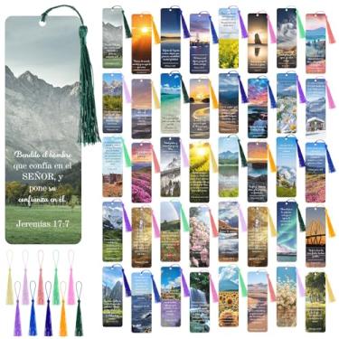 Imagem de Gueevin Pacote com 80 separadores de bíblia en espanhol, La Biblia en espanhol, versículos cristãos, livros com borlas, artigos de igreja inspiradores para mulheres, estudante, escola, igreja, grupo